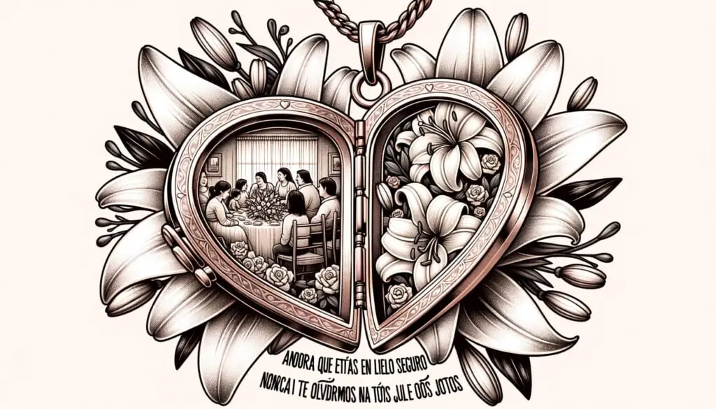 DALL·E 2023 10 22 23.56.34 Vector design of a heart shaped locket open to reveal a cherished memory inside. The exterior of the locket is engraved with delicate floral patterns