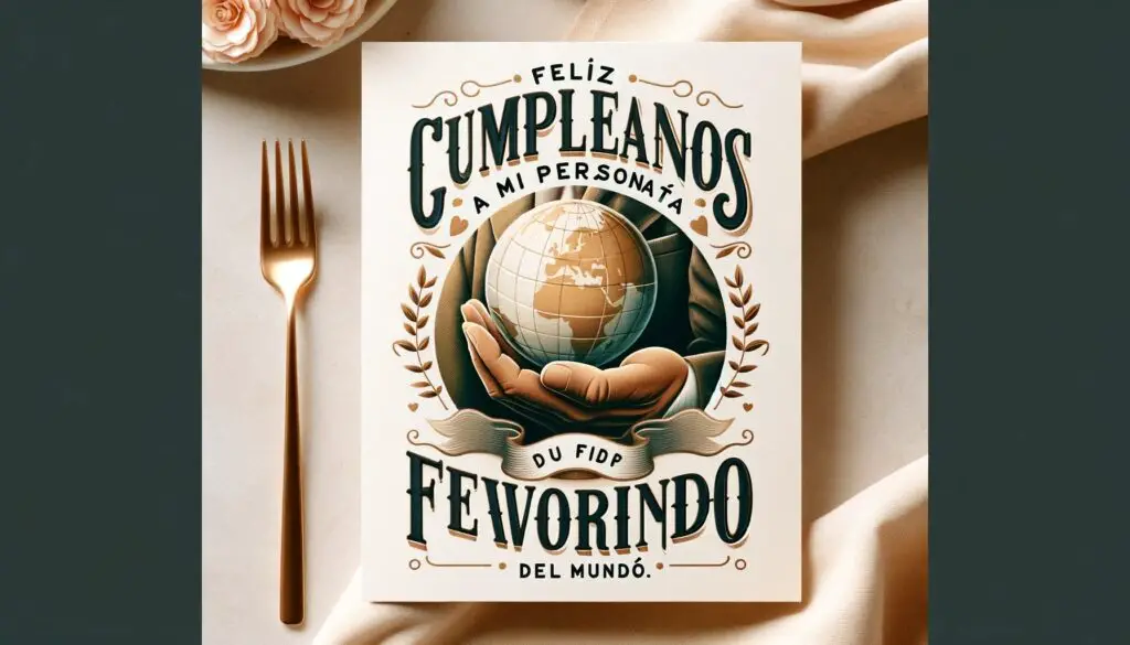 DALL·E 2023 11 15 11.45.15 A birthday card in a 4 3 format designed for older adults featuring the Spanish quote Feliz cumpleanos a mi persona favorita del mundo. The desig