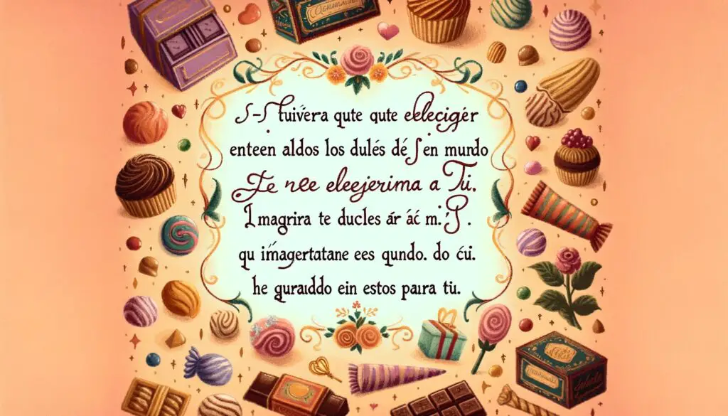 Imagíname sin dulces. Sería mi fin. Pero te quiero tanto que he guardado estos para tí.