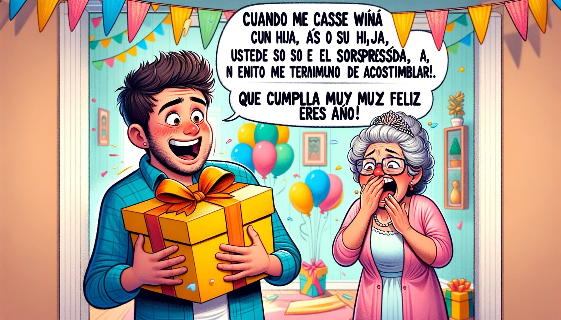 Cuando me casé con su hija, usted fue como el regalo sorpresa. Aún estoy sorprendido y no me termino de acostumbrar. Que cumpla muy feliz este año!