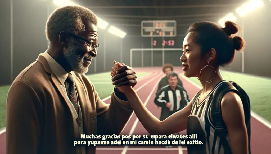 "Quiero decirte gracias por enseñarme los valores fundamentales del deporte: la disciplina, el compañerismo y la superación personal." 
