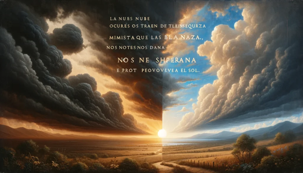 Hoy el cielo está nublado, pero eso no significa que el amor está muerto, siempre y cuando haya un rayo de esperanza, el amor vivirá para siempre.

