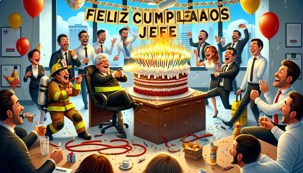 Querido jefe feliz cumpleaños, no le pudimos traer el bizcocho porque se iba a quedar sin aliento despues de apagarlas, espero que entienda… Felicidades.

