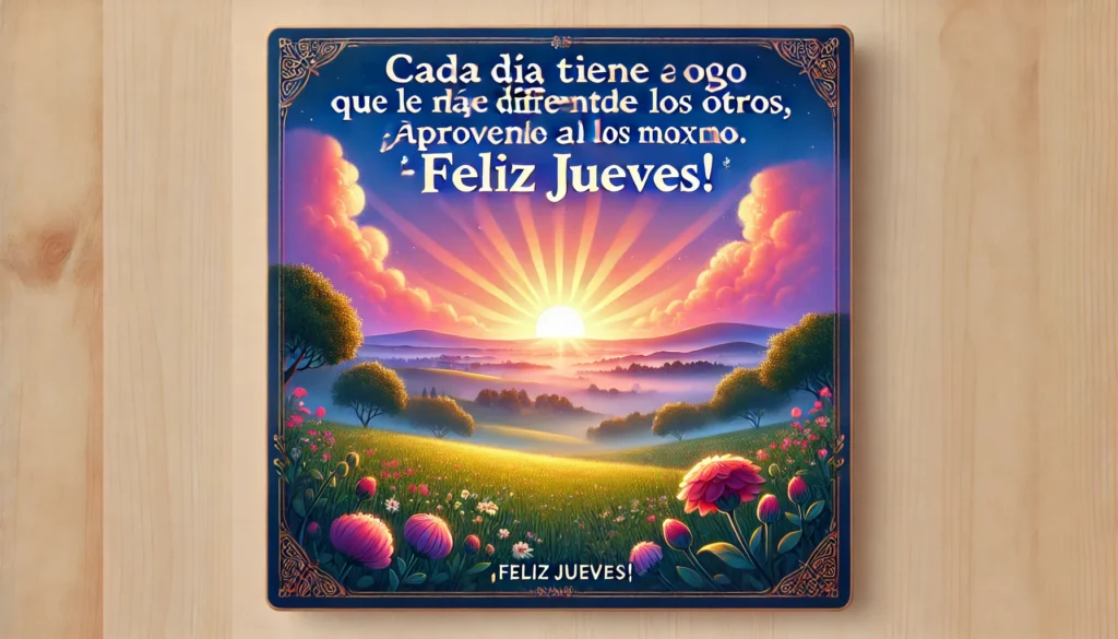 ¡Buenos días! Estrenar un nuevo día ya es motivo de alegría. ¡Feliz jueves!
