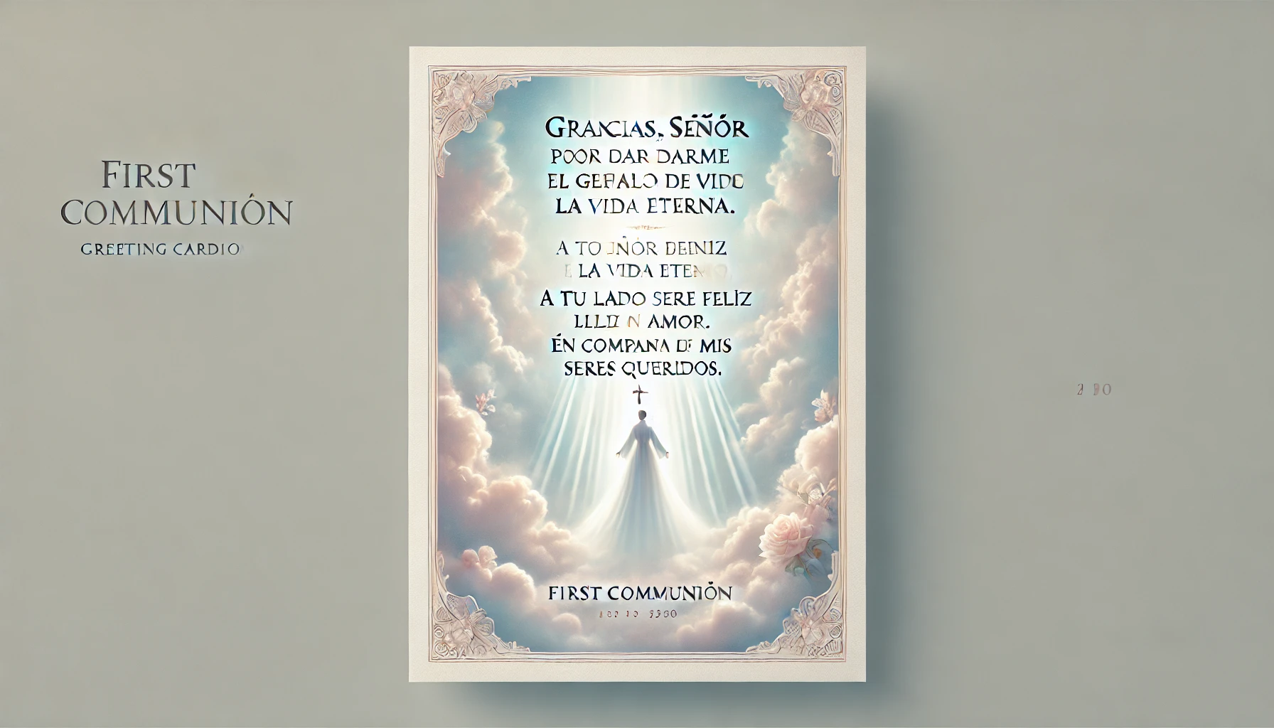 1. "Querido Jesús, en este día tan especial de nuestra Primera Comunión, en que vienes con el pan de los ángeles a vivir a mi alma, quiero darte las gracias y pedirte que me guardes siempre en tu corazón. Amén".