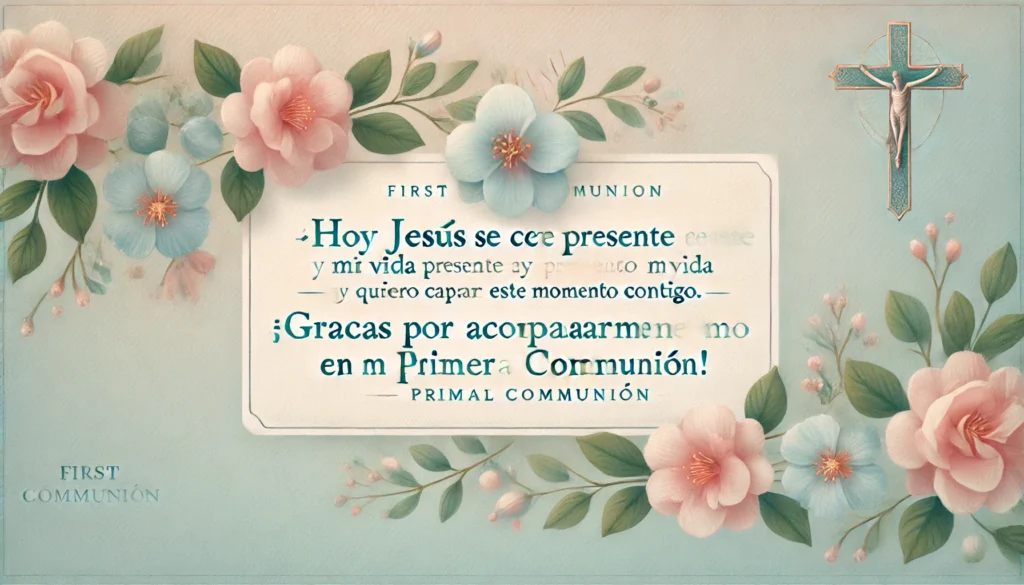 2. Estoy preparando mi corazón para recibir a Jesús y unirme con alegría y amor a toda la iglesia. ¡ Qué felicidad, es mi primera comunión ! Me encantaría compartir contigo este momento tan especial en el que voy a recibir el alimento que me dará la vida eterna.

