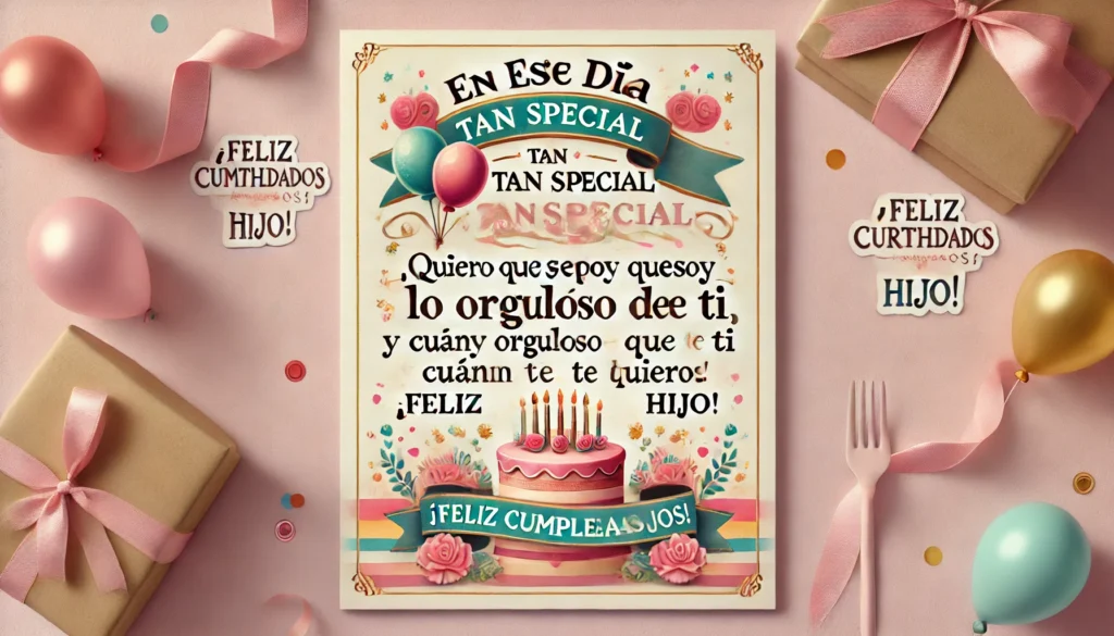 “Espero que este cumpleaños esté lleno de felicidad y que sepas que siempre estaré aquí para apoyarte. ¡Feliz día, hijo!”
