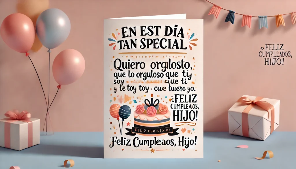 “En tu cumpleaños, quiero que recuerdes que eres capaz de lograr todo lo que te propongas. ¡Sigue brillando, hijo, feliz cumpleaños!”
