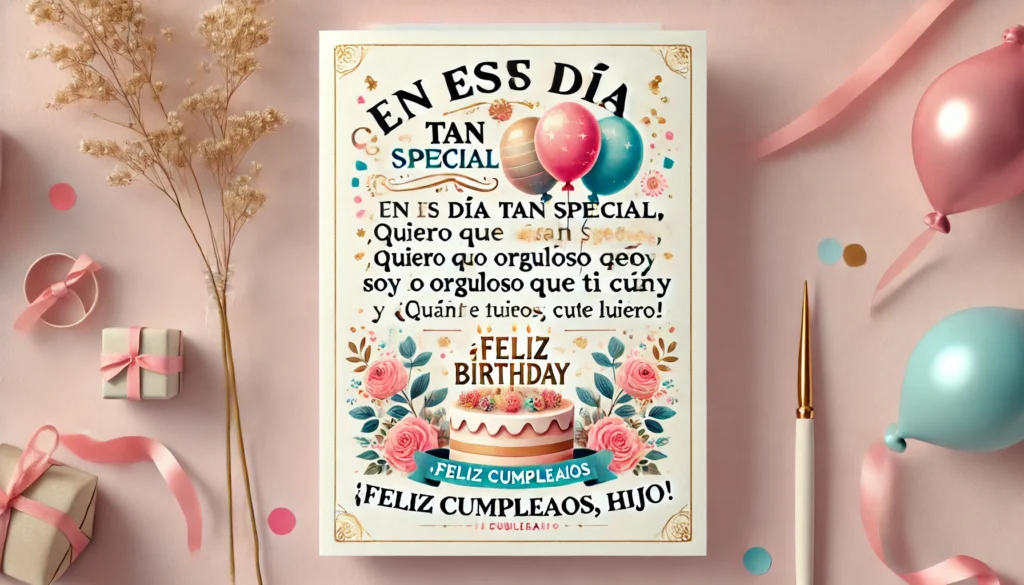 “Que este día esté lleno de alegría, risas y mucho amor para ti, mi querido hijo. ¡Feliz cumpleaños!”
