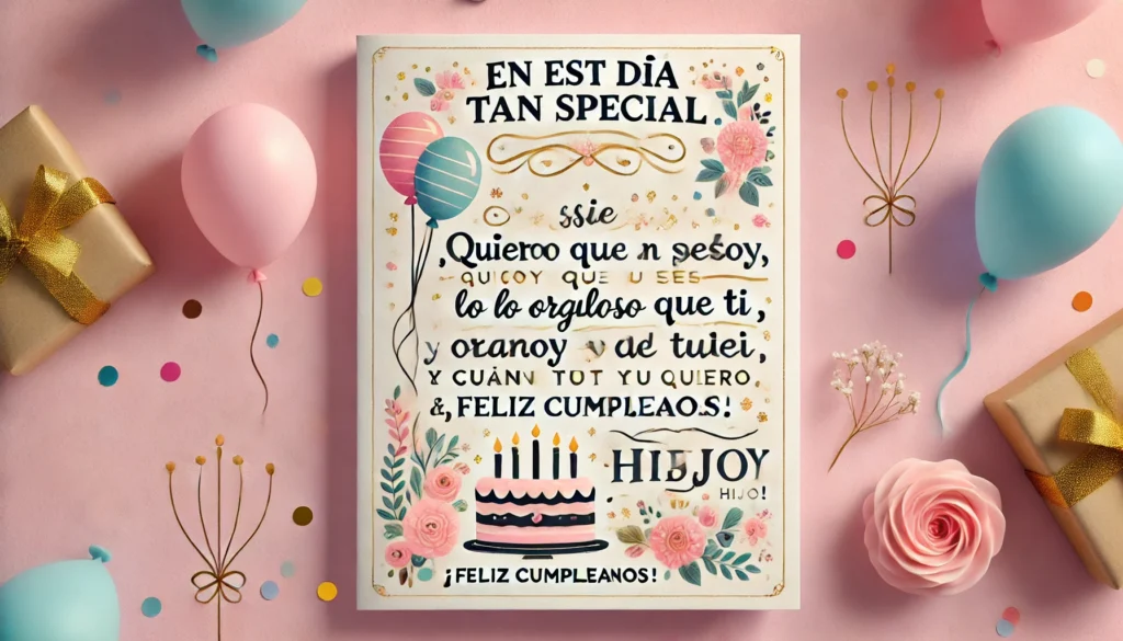 “Eres la luz que ilumina cada uno de mis días. Que este cumpleaños sea tan especial como tú eres para mí. ¡Feliz cumpleaños, hijo querido!”
