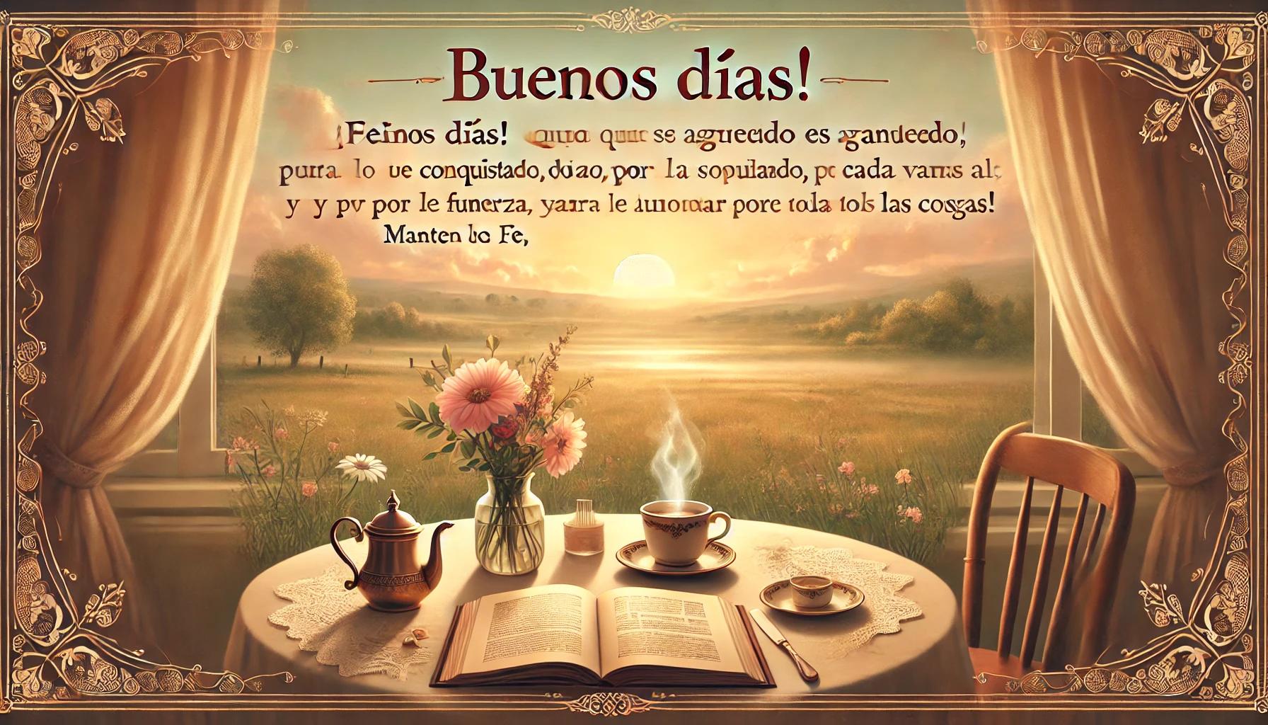 Cada mañana es especial cuando nos despertamos preparados para enfrentar todos los desafíos que el destino pone en nuestro camino. ¡No tengas miedo de la vida: corre hacia ella y entrégate! ¡Buenos días!