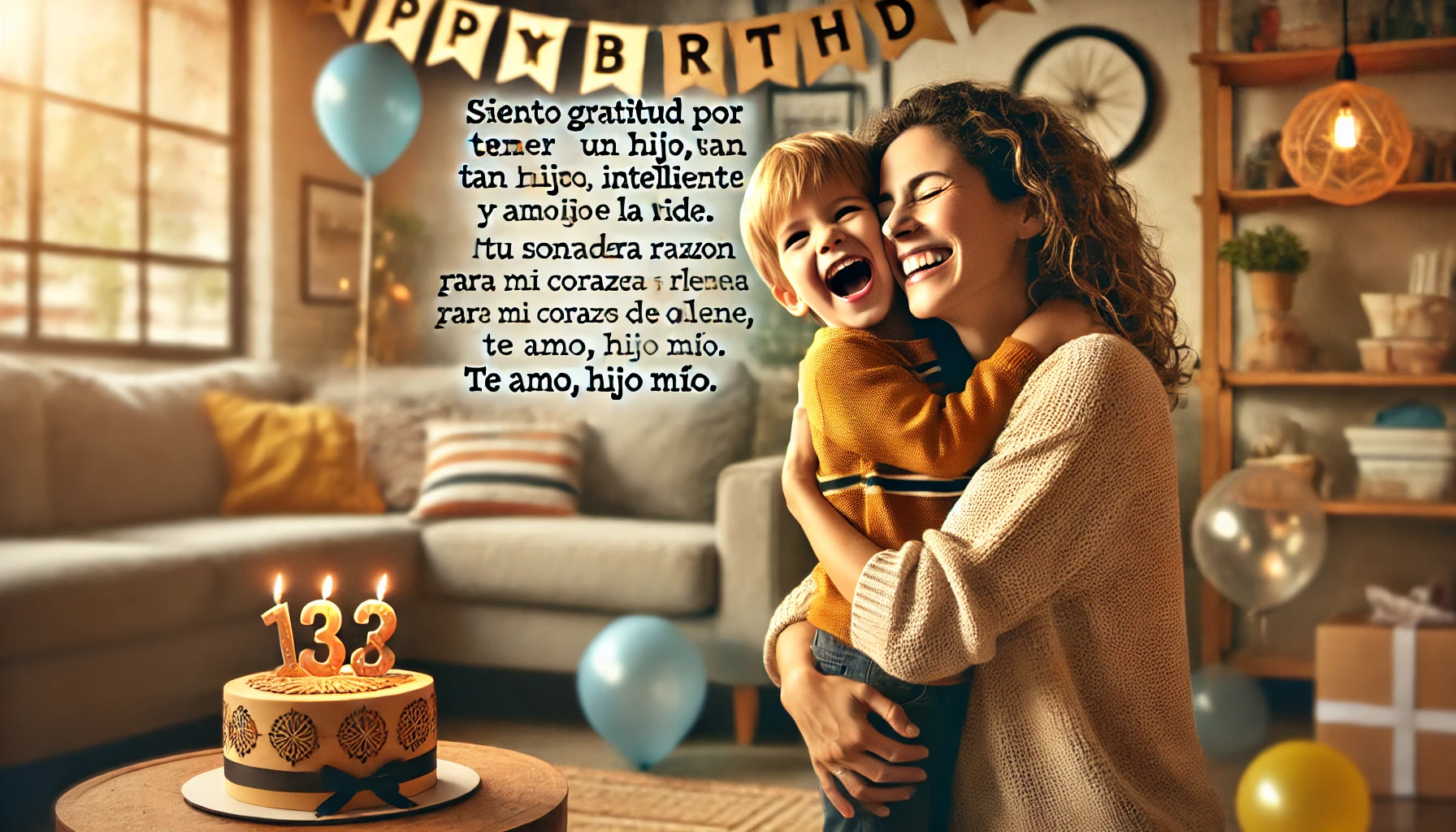 Felicidades, hijo amado. Mira al futuro con optimismo y al pasado con gratitud. Deseo que tu día sea tan especial como tú lo eres para mí y para todas las personas que están a tu alrededor. ¡Felicidades, hoy y siempre!