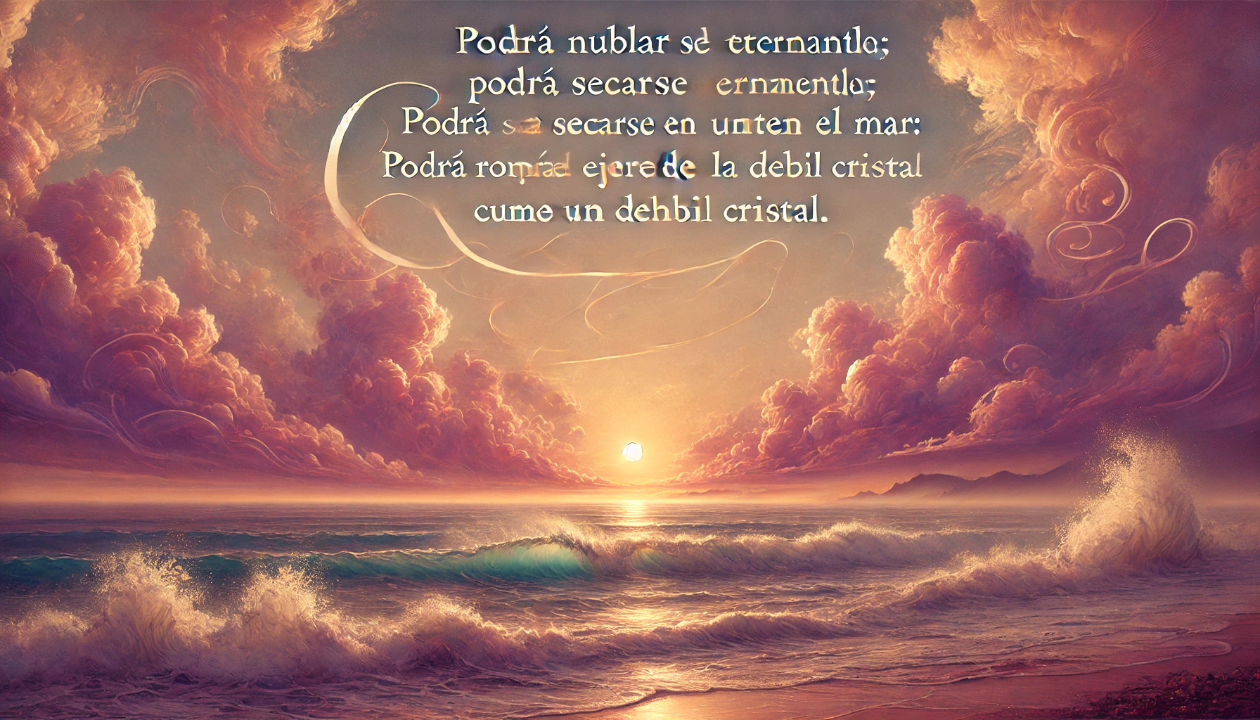 ¡Todo sucederá! Podrá la muerte cubrirme con su fúnebre crespón, pero jamás en mí podrá apagarse la llama de tu amor.