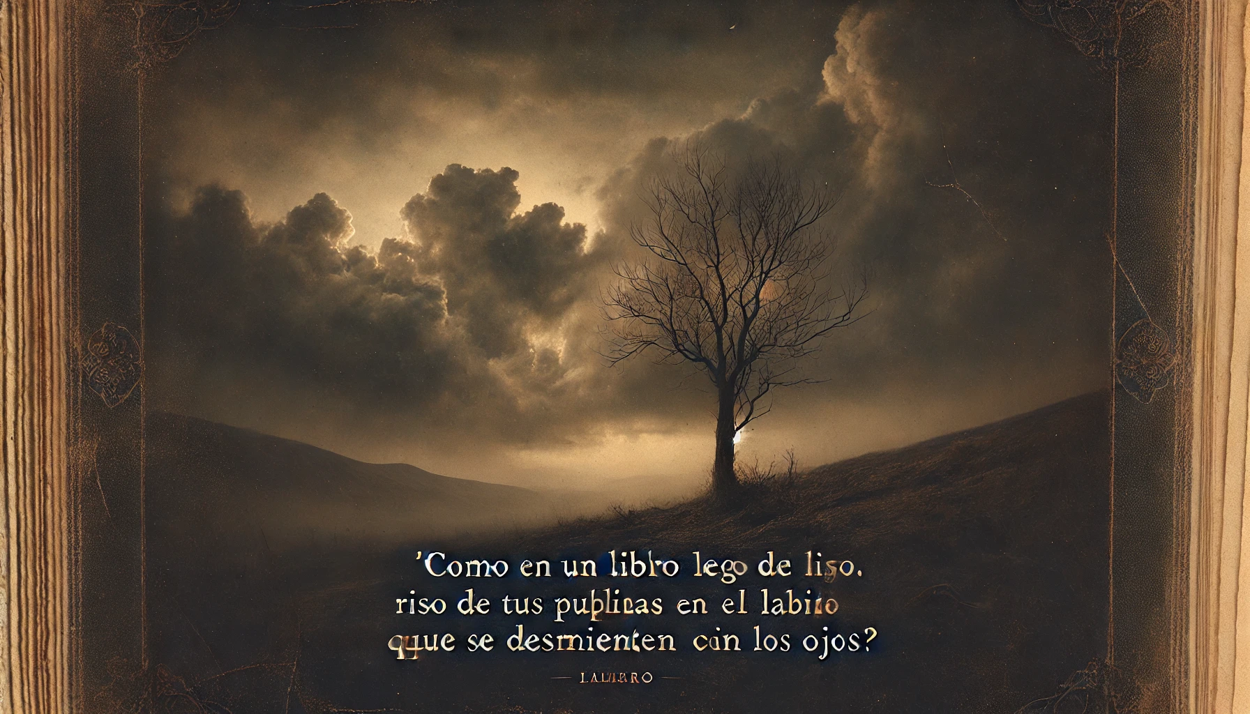 ¡Llora! No te avergüences de confesar que me quisiste un poco. ¡Llora! Nadie nos mira. Ya ves; yo soy un hombre... y también lloro.