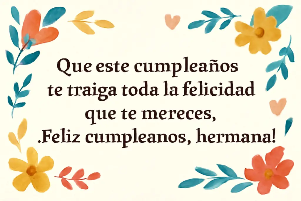 Mensajes de cumpleaños para una hermana que vive lejos: 22 frases emotivas con amor y alegría 2 Hermana, gracias por ser mi mejor amiga y confidente. ¡Te deseo un cumpleaños lleno de amor y felicidad!