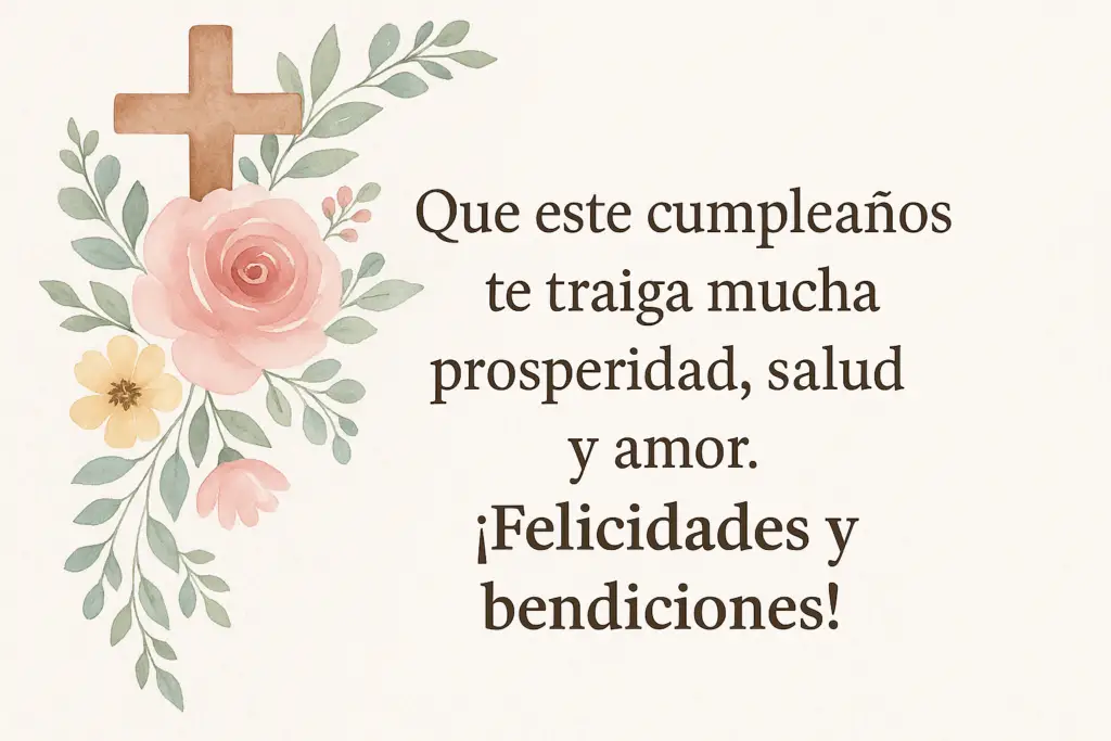 Bendiciones Frases Cristianas de Cumpleaños para una Hija: 21 Mensajes con Amor y Fe 2 Hoy es tu cumpleaños y rezo para que nuestro Señor Jesucristo bendiga tu vida con mucha prosperidad y amor. ¡Feliz cumpleaños!